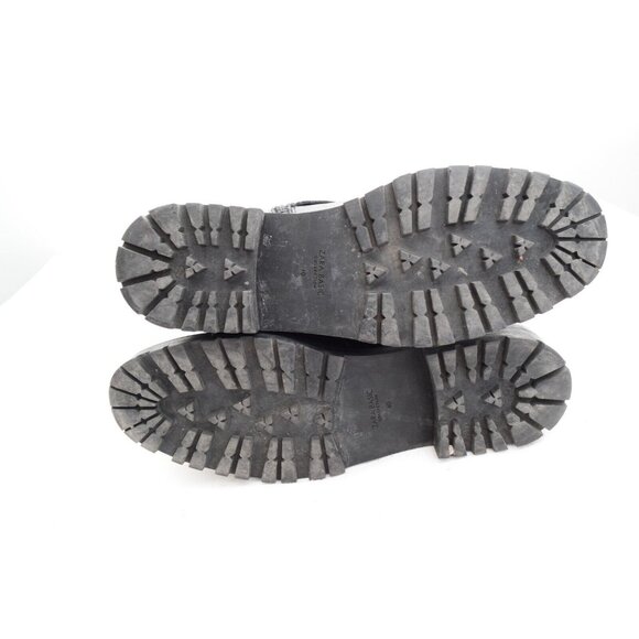 ZARA Leather Biker Moto Buckle Boots Black Size 40 Studded Lace Up 9 - Picture 6 of 7